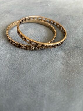 Cleobella Gold-Tone Etched Stackable Bangle Bracelet Set